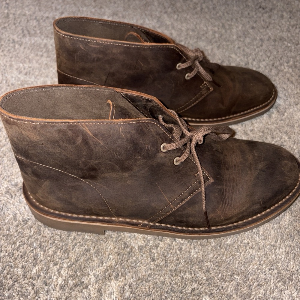 Clarks Mens 9.5W Bushacre 2 Dark Brown Leather Ankle Chukka Boots 260822864095